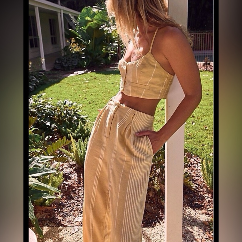 Free People Casual Friday Pampas Striped Two Piece Co-ord Set Crop Tank Sz L